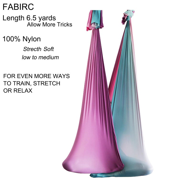 Flife F.Life Aerial Yoga Hammock 6.5 yards Premium Aerial Sling Silk Fabric Yoga Swing for Antigravity Inversion Include Daisy Chain,Carabiner and Pose Guide (Fairy Floss Omber) - Image 2